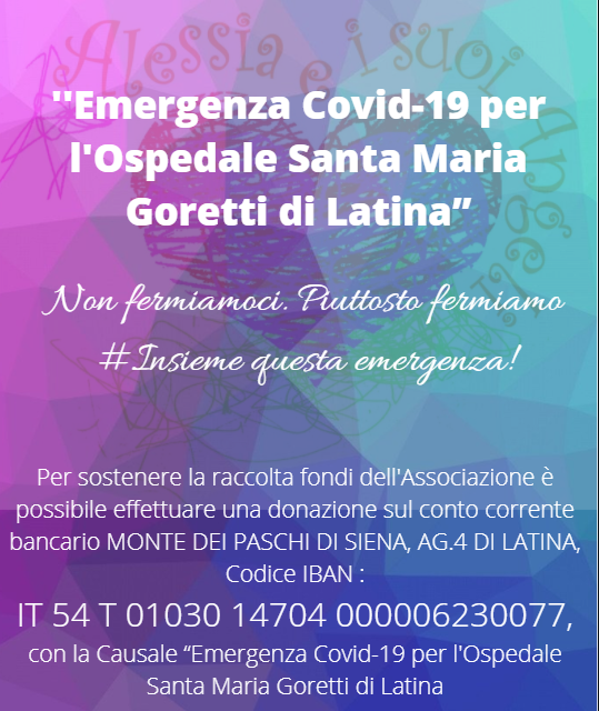 Emergenza Covid – 19 al via la raccolta fondi per l’Ospedale Santa Maria Goretti di Latina